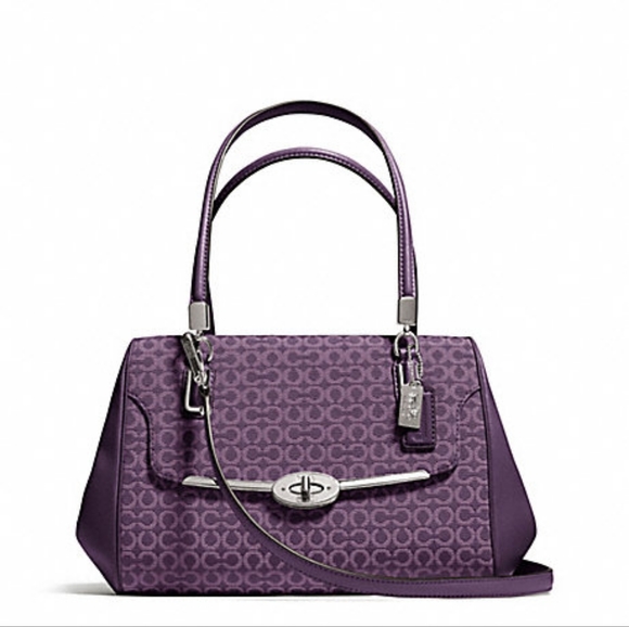 Coach Handbags - Coach Madison East/West Needlepoint Op Art Satchel Bag